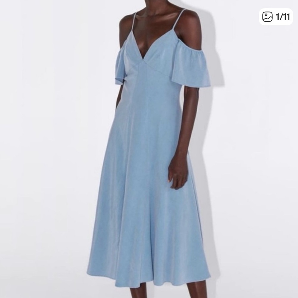 Zara Off Shoulder Midi Dress NWT